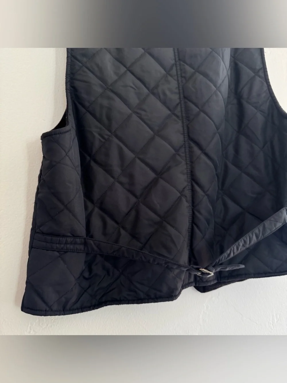 Vintage Banana Republic Quilted Vest Black Nylon Utility Adjustable Belt Unisex